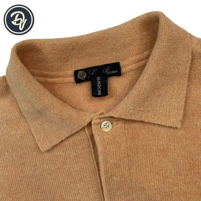 Mens 44 Loro Piana X Bergdorff Goodman 100 % Cashmere Orange Collared Sweater