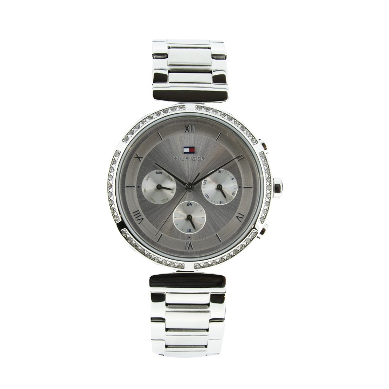 Tommy Hilfiger Ladies Watch Silver Strap Crystal Embellished 1782393 For Women