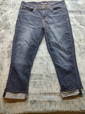 Levis Signature Womens Modern Capri Jeans Sz 8 W32x22 Cuffed Dark Wash