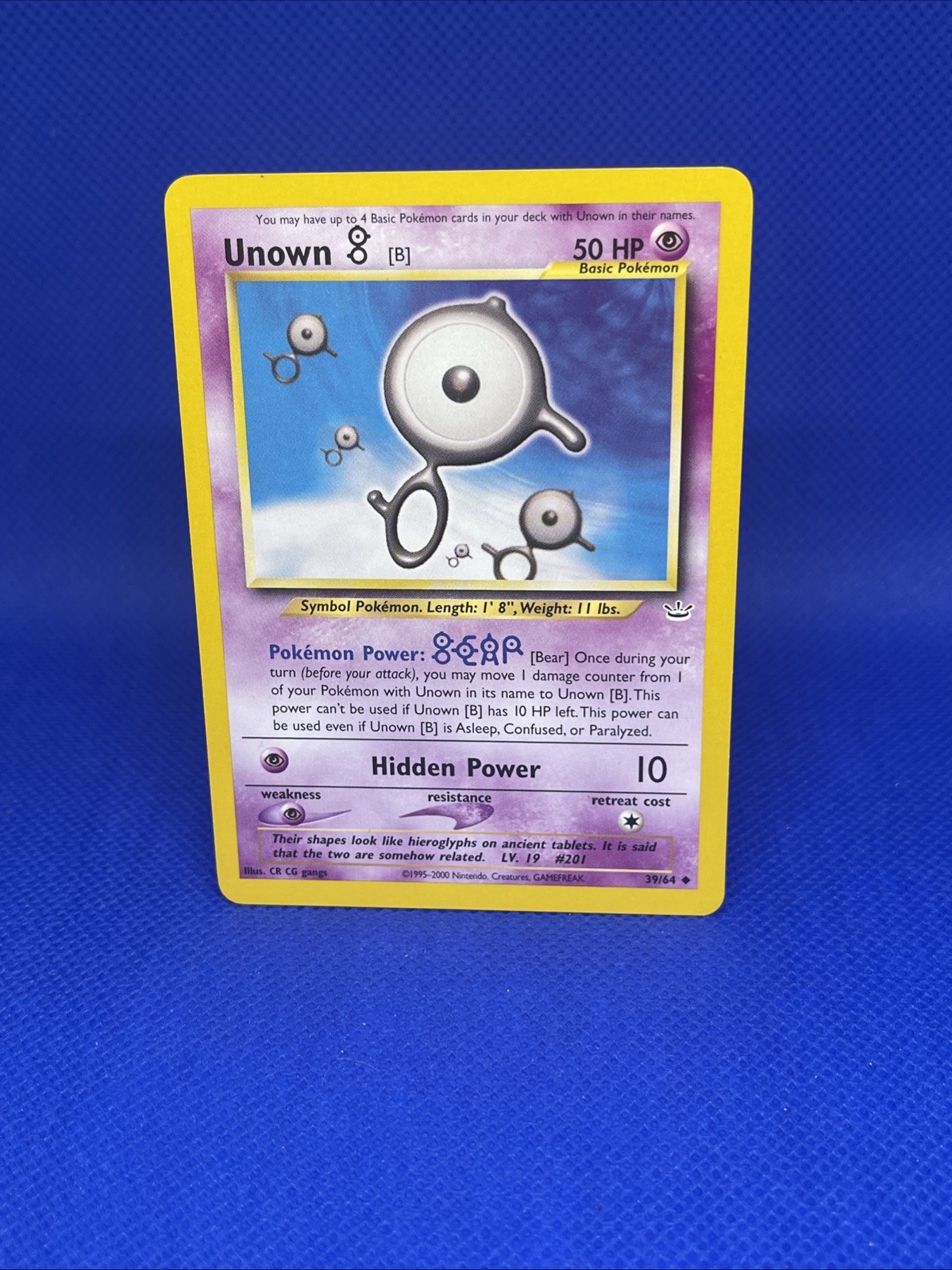 Unown [B] 39/64 Neo Revelation Pokemon TCG Vintage Regular LP