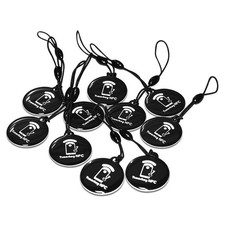 10pcs NFC Tags Keychain Ntag215 Chips Programmable Small, Gluecard-black 