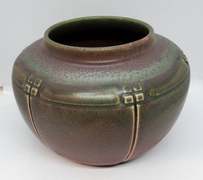 Antique 1913 Rookwood Arts Crafts Pottery XIII 131 Vase / Pot Brown Red & Green