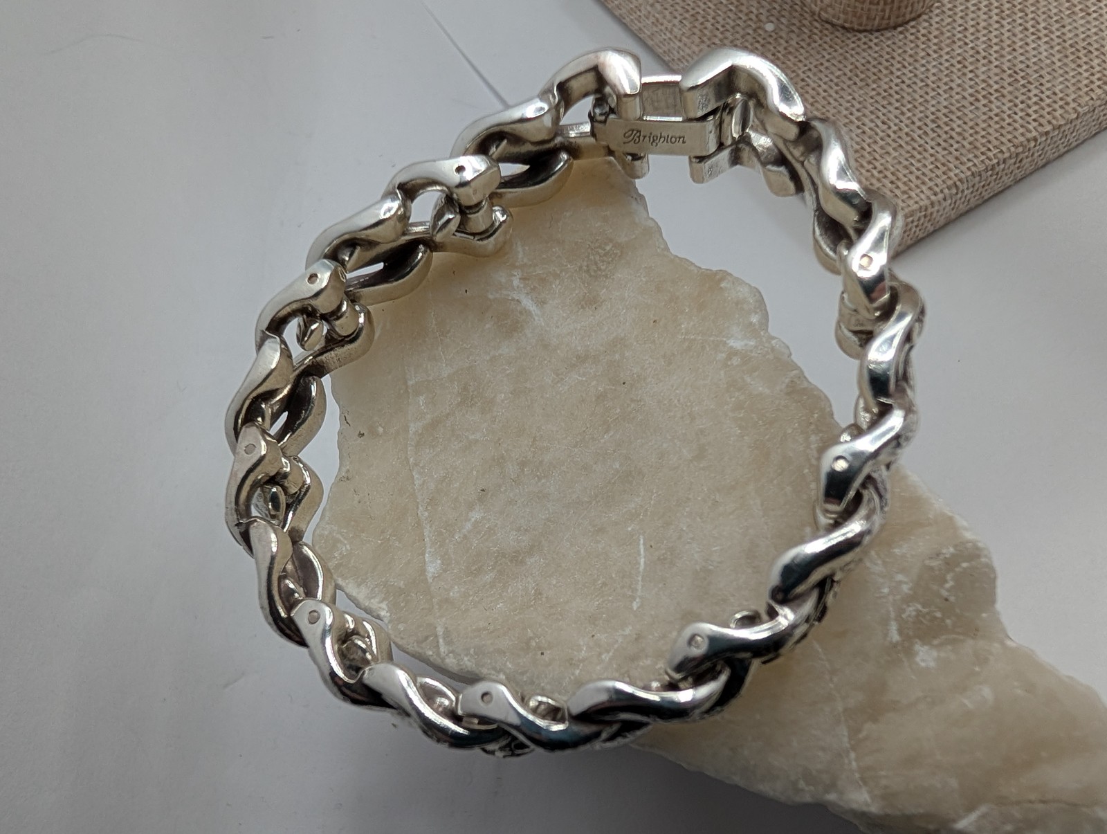 Brighton Silver Tone Interlocking Curb Chain Brac… - image 7