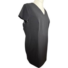 JD Williams Tailored Black Midi Dress UK 24 V Neck Lined Smart Work