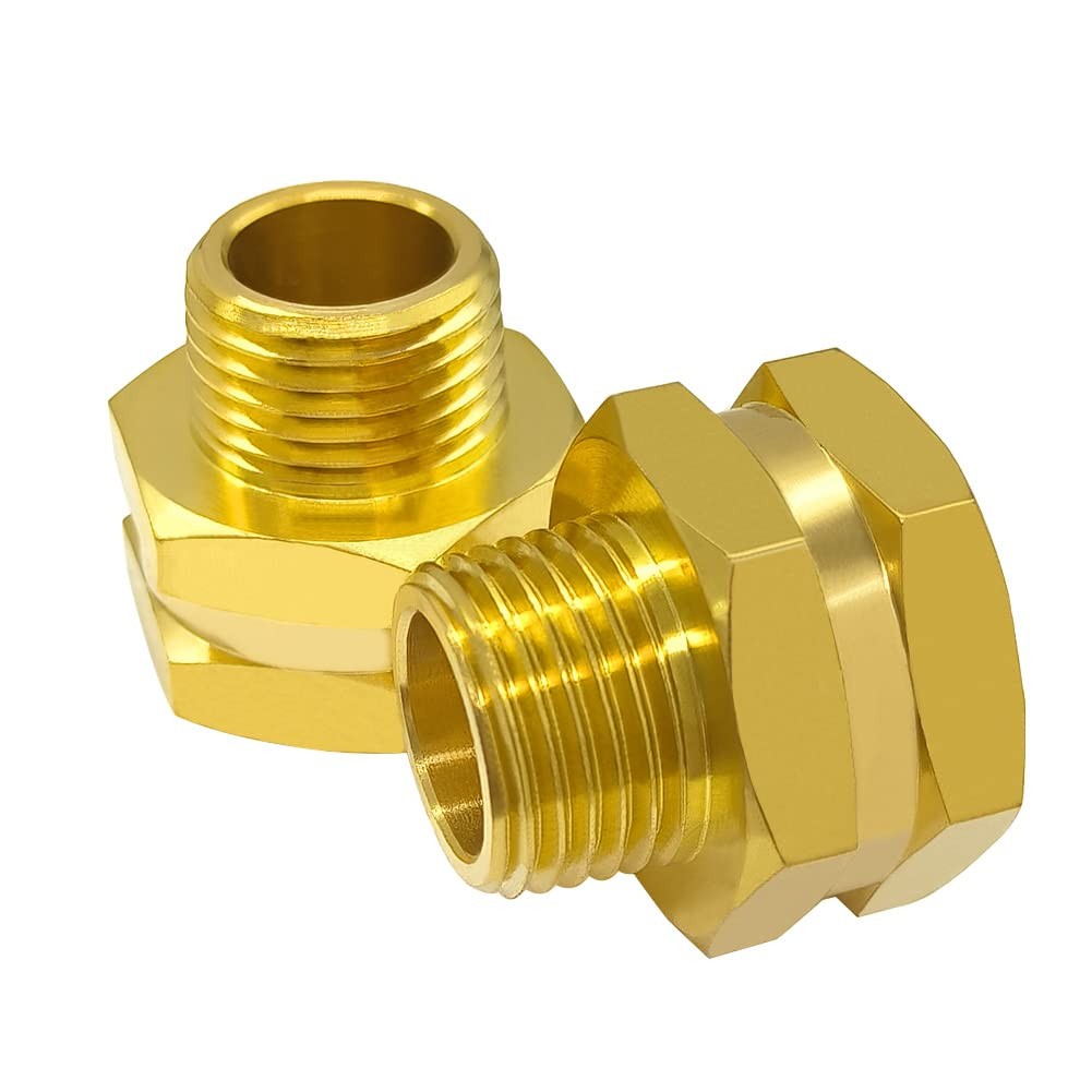 Hooshing 2PCS Garden Hose Adapter 3/4" GHT Female x 1/2" NPT Male, Copper