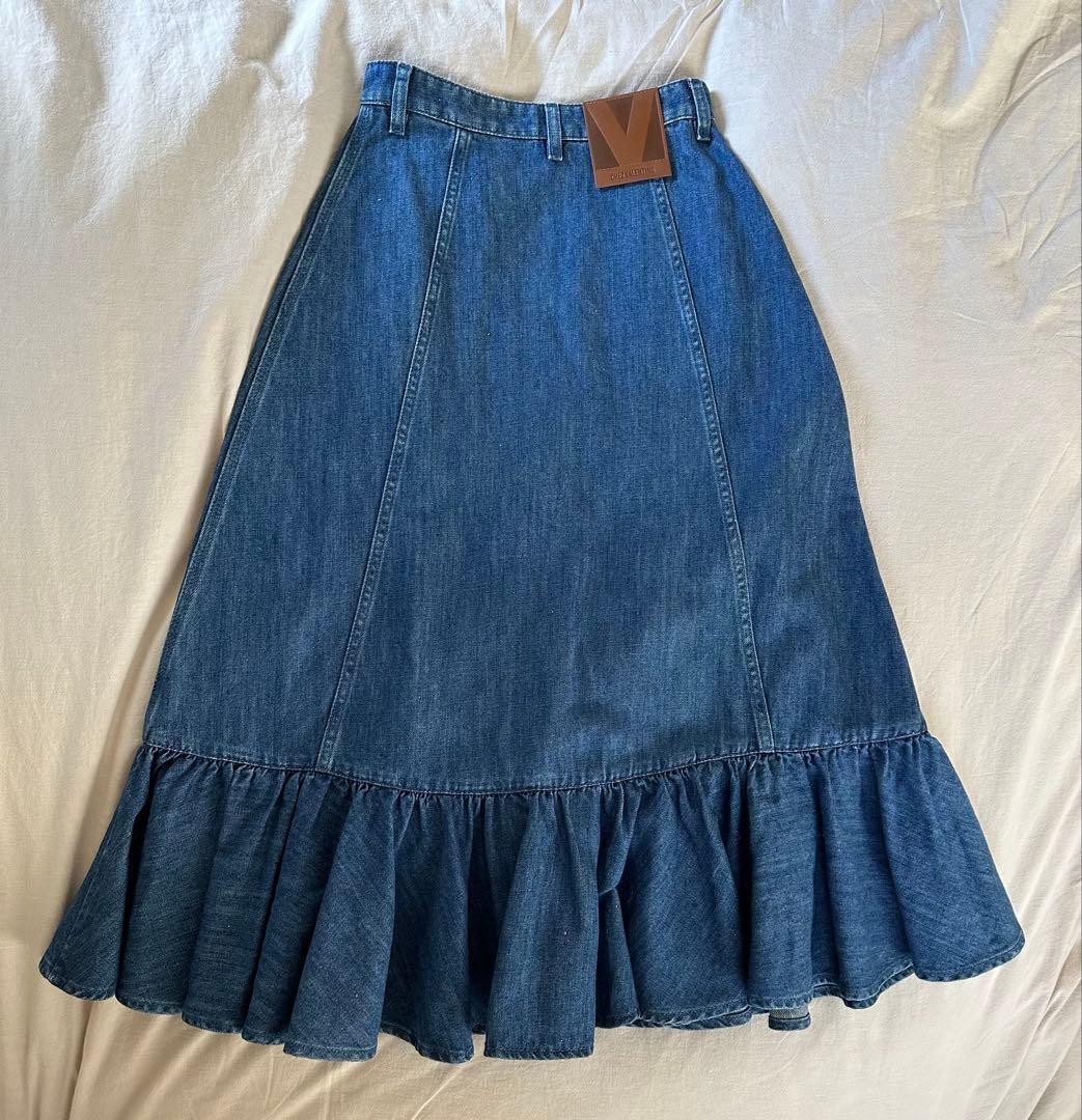 USED VALENTINO LOGO LIGHTWEIGHT DENIM SKIRT DRESS CHANEL VERYGOOD thumbnail 4