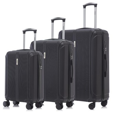 Koffer Trolley Reisekoffer Suitcase Set, 3er Schwarz Rollkoffer Handgepäck