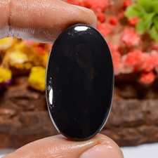 Authentic Shungite 24Ct Oval 32X18X5mm Loose Gem Black Ring Making