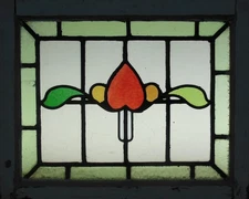 FLORAL VICTORIAN ENGLISH LEADED STAINED GLASS WINDOW 22" X 18"