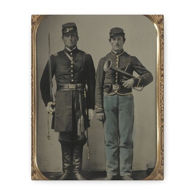 Two unidentified soldiers with sword and saxhorn - Canvas Wall Art