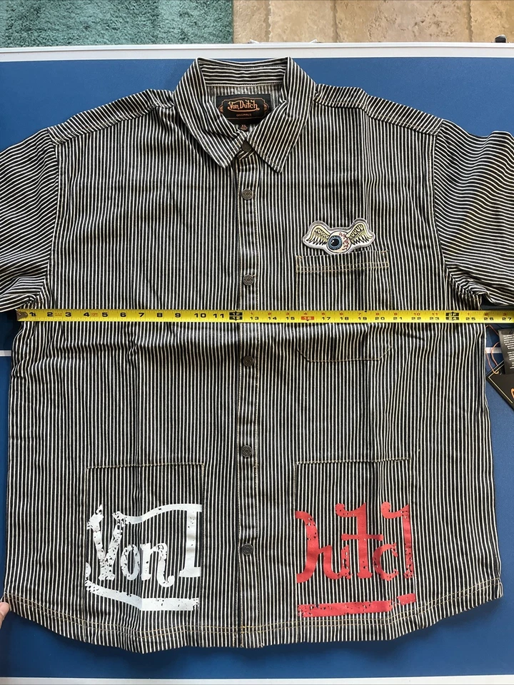 Von Dutch NWT Retro Genuine Railroad Striped Denim Mechanic Shirt - Image 4 of 4