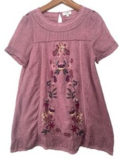 Umgee Shift Dress Sz S Mauve Pink Floral Embroidered Boho Peasant Fairy Lightwt