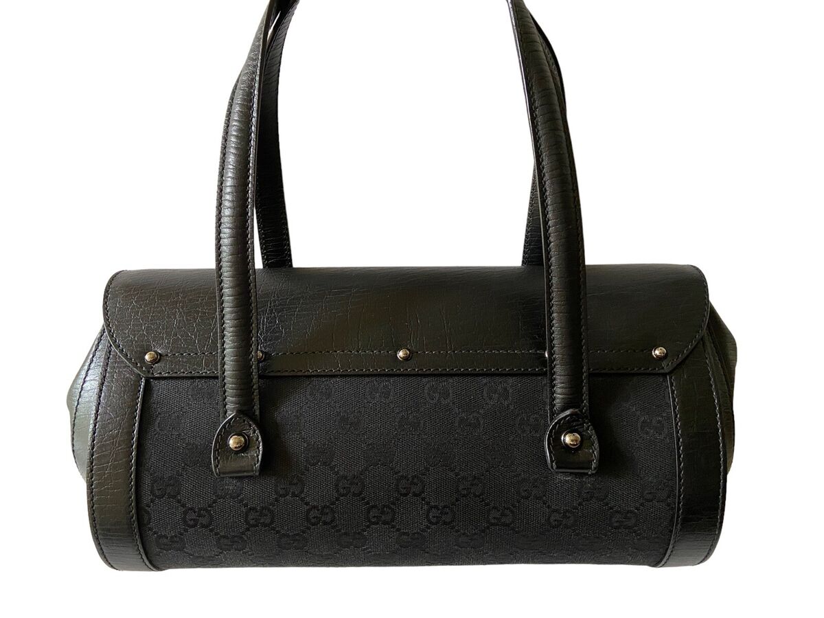 Gucci 111713 Medium Bamboo Bullet (207252) Black Leather Gucci 111713 Medium Bamboo Bullet (207252) Black Leather