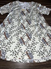 Lularoe Perfect T Shirt Ivory Gray Koala Unicorn Tunic XS 4/10 Extra Small 🦄 XS