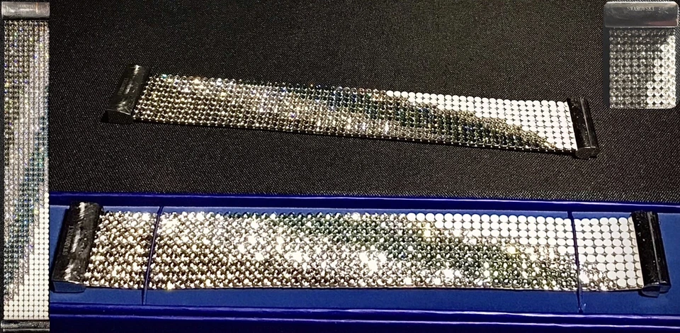 Brazalete boreal envolvente de cuero tachonado piedra cubierta de cristal Swarovski RARO Foto 2 de 4