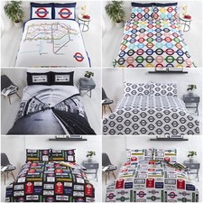 TFL Duvet Cover Sets Transport for London Underground Signs Tube Map Bedding