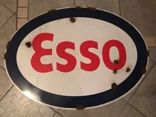 Antique style porcelain look Esso dealer service gas station large sign