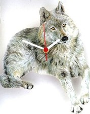 Image of White Wolf Wild Animal Wall Clock Made In UK Gift Boxed
