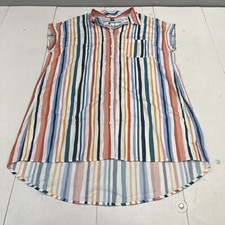 SHEIN White Multicolored Striped Button Up Dress Women’s 1XL New