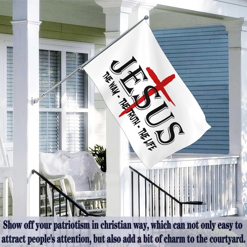 Jesus The Way Truth Life Flag Christian Jesus American Flags for Outside 3x5 ... - Picture 2 of 7