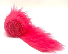 Neon Pink Faux Fur Fabric Sold By Ribbon Strips (60 " Wide) Pre Cut Fabric