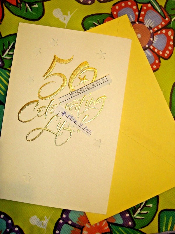 50th BIRTHDAY CELEBRATING LIFE AMERICAN GREETINGS CARD 8"X5 1/2" W/ ENV GOLD