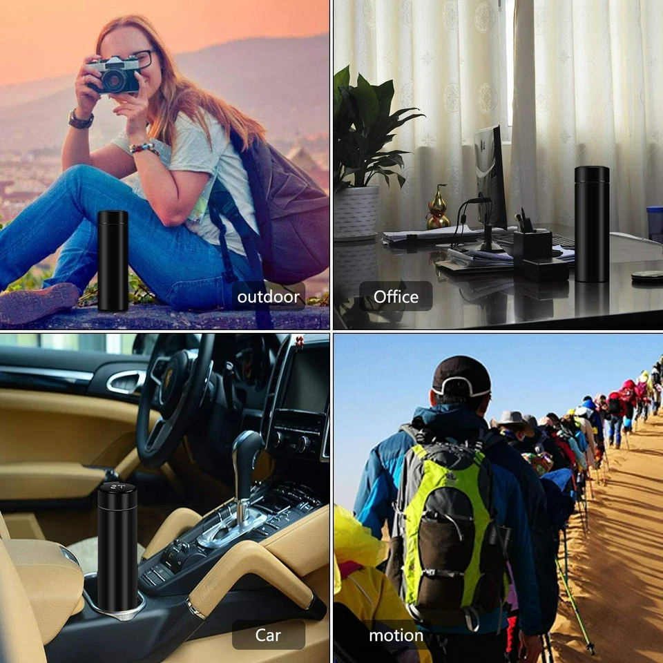 Taza aislante inteligente de acero inoxidable taza de vacío termo botella pantalla LED 16 OZ Foto 3 de 4