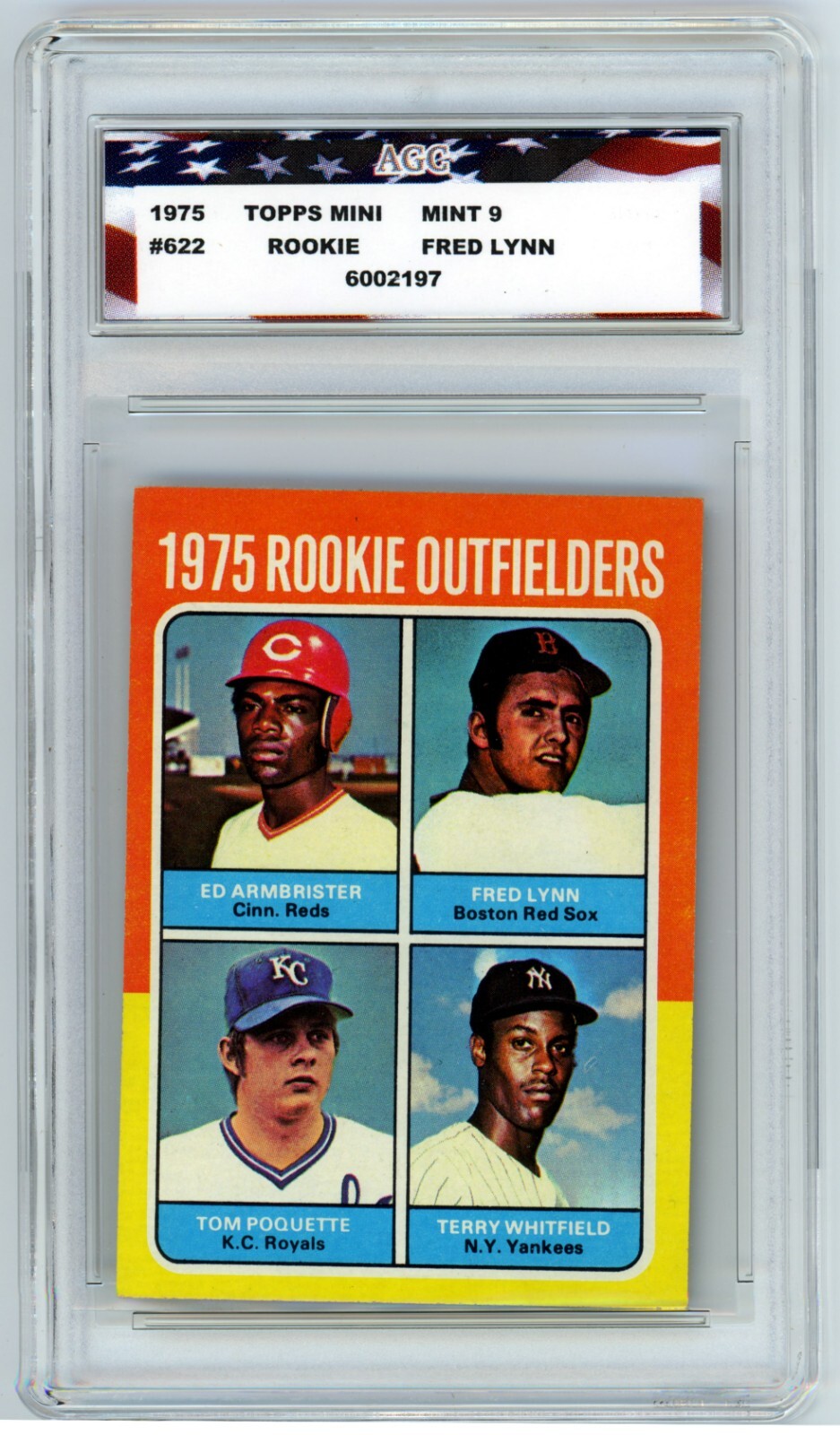 1975 Topps Mini #622 Fred Lynn Rookie Card AGC 9 Mint Boston Red Sox