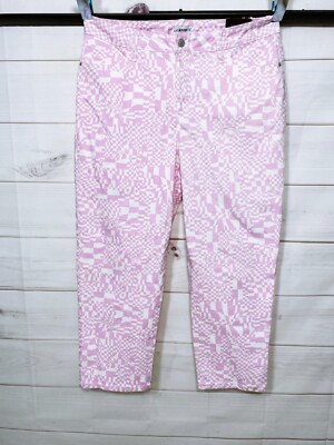 Ava & Viv Womens High Rise Slim Straight Jeans Size 17 Lilac & White Geometric
