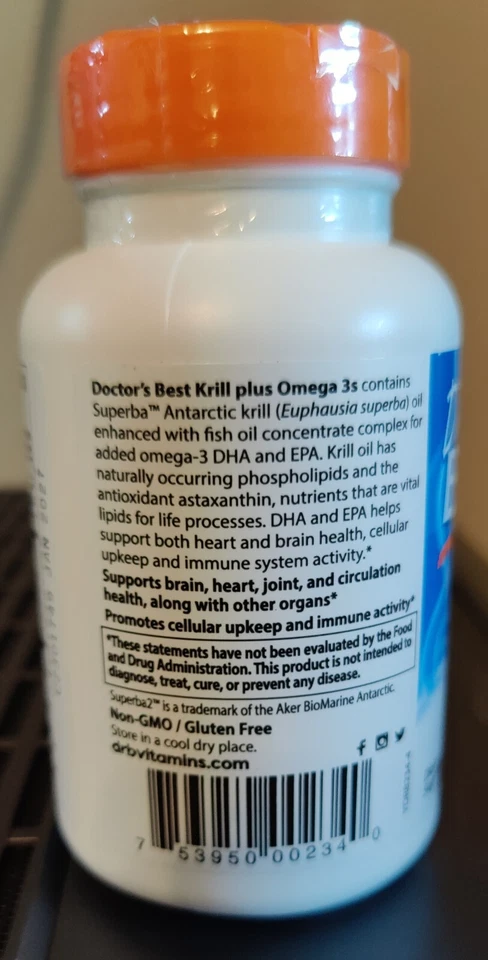 Doctor's Best Krill Mejorado más Omega 3s con Superba Krill 60 Geles caducidad 27/01 Foto 3 de 4