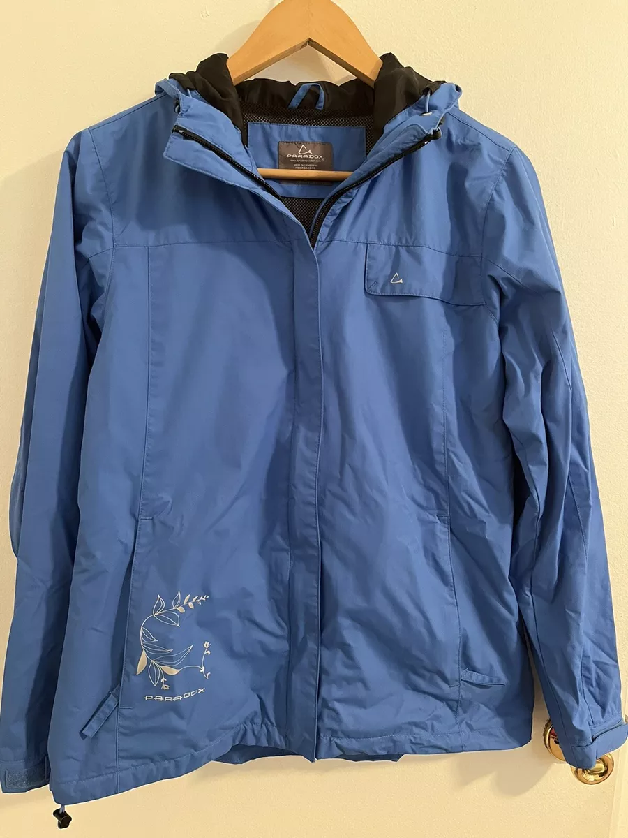 Paradox Size S Womens Blue Full Zip Waterproof Nylon Hooded Rain Jacket 6G449