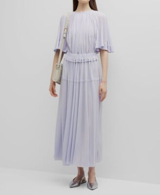 $1890 Proenza Schouler Women's Purple Crepe Gathered Cape A-Line Dress Size 10