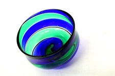 CIOTOLA VASO VETRO MURANO SPIRALE GLASS BOWL SWIRL BLU VERDE Fulvio Bianconi 93