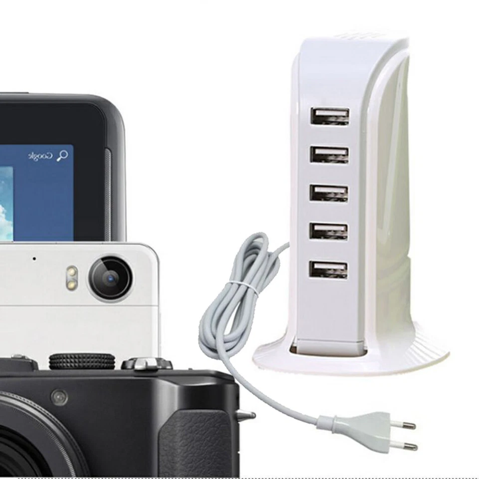 I21C USB Ladegerät mehrfach 5 Fach 4A 5V Multi Port Netzteil Adapter Handy - Bild 1 von 4