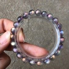8mm Genuine Natural Labradorite Strong Purple Light Beads Bracelet AAA