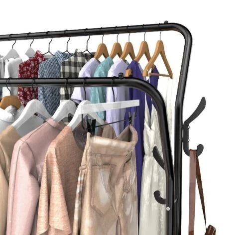 Heavy Duty Clothing Garment Rack Clothes Closet Organizer Double Rails Hanging - Image 4 of 4