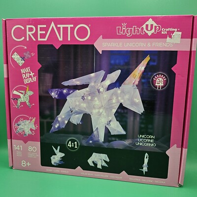 Creatto Sparkle Unicorn & Friends 4 in 1 3D Light Up Crafting Kit 888005 NEW Toy