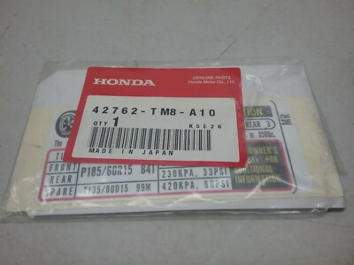 #ad HONDA OEM #x27;12 #x27;14 Insight Labels Specifications Label #42762TM8A10 $10.86