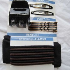 Scunci Value Variety Set 21 Pieces Hair Jaw Snap Clip Bobby Elastics Fabric Band