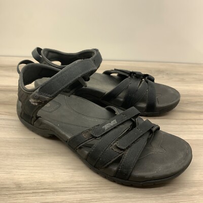 Teva Sandals Womens Tirra Open Toe Sporty Slingback 4266 Black Fabric  Flats