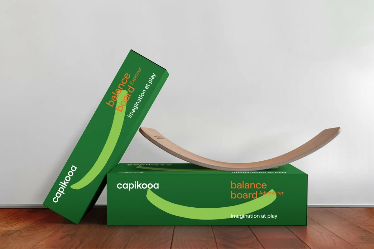Wooden kids balance board UK based Capikooa brand wobble board rocking toy