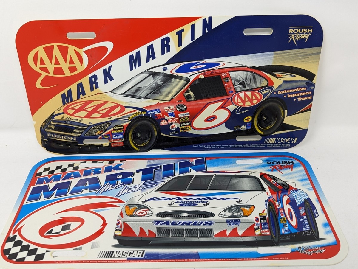 Lot of 2-Nascar Racer Mark Martin #6 Vinyl License Plate 12
