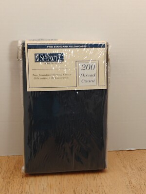 Shavel Home Products Two Standard Pillowcases 200 Thread Count Dark Blue