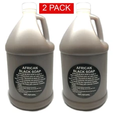 2 PACK Liquid Raw African Black Soap 1G Natural Organically Sourced Body Wash