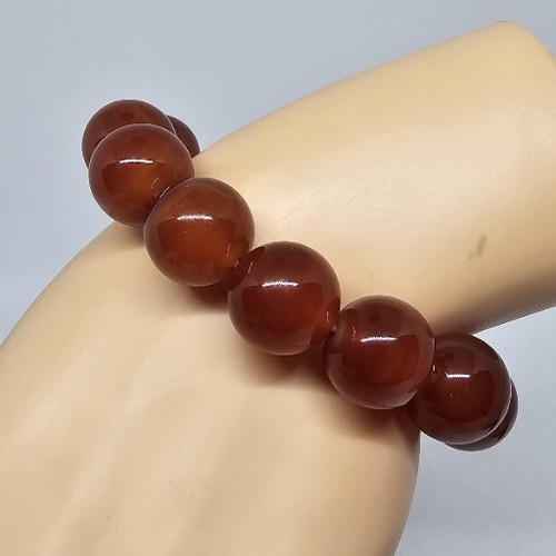 Carnelian Agate Beaded Stretch Stackable Bracelet - Picture 2 of 12