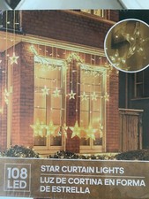 LED 12 Star Curtain Lights - 7.3ft 108pcs LED Christmas Window Icicle Lights
