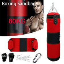 Boxsack gefüllt 80kg 100cm mit Halterung Drehwirbel Stahlkette Sandsack Box DE