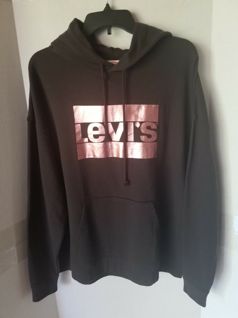 Levi's Women's Metallic Logo-Print Black Hoodie Sweatshirt - Plus Size 1X - NWT | eBay