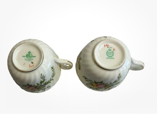 Minton York 1950’s Floral 3 Saucer Plates / 2 Teacups England Vintage 6” - Picture 7 of 10