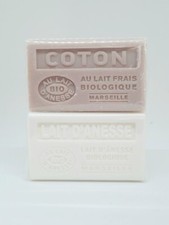 Lot de 2 savons au lait d'ânesse Bio, nature et fleur de coton, Bell'ânesse.